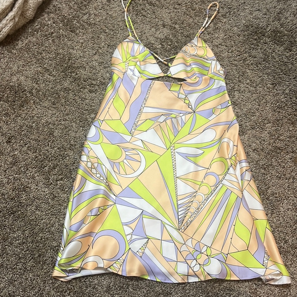 Patterned silk mini dress